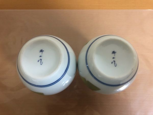 【未使用品】有田焼 柳山作 酒器揃 6点セット 徳利/杯/染付/色絵/銀杏/いちょう_画像4