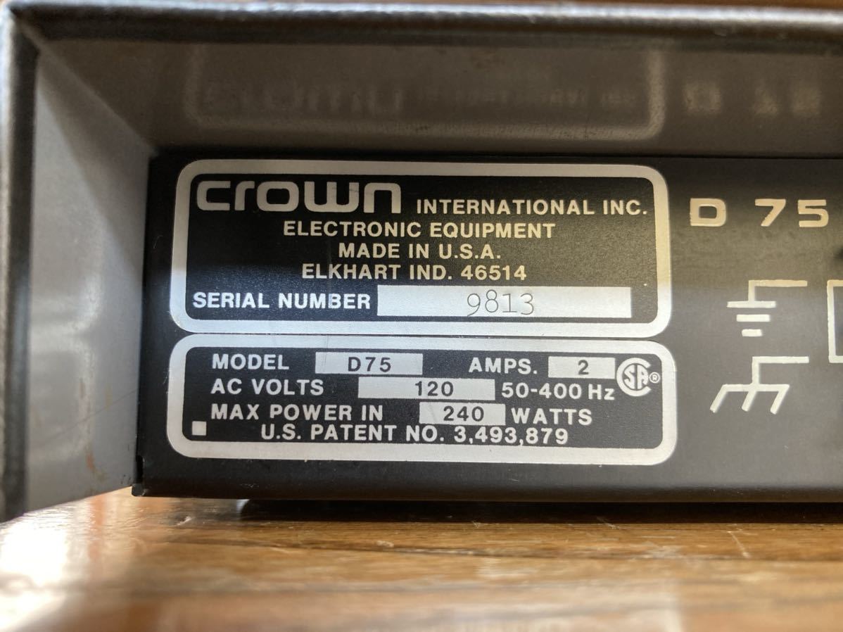 Crown(amcron) D-75 パワーアンプ MADE IN USA|楽器、器材 Crown(amcron) D-75 パワーアンプ MADE IN USA|楽器、器材
