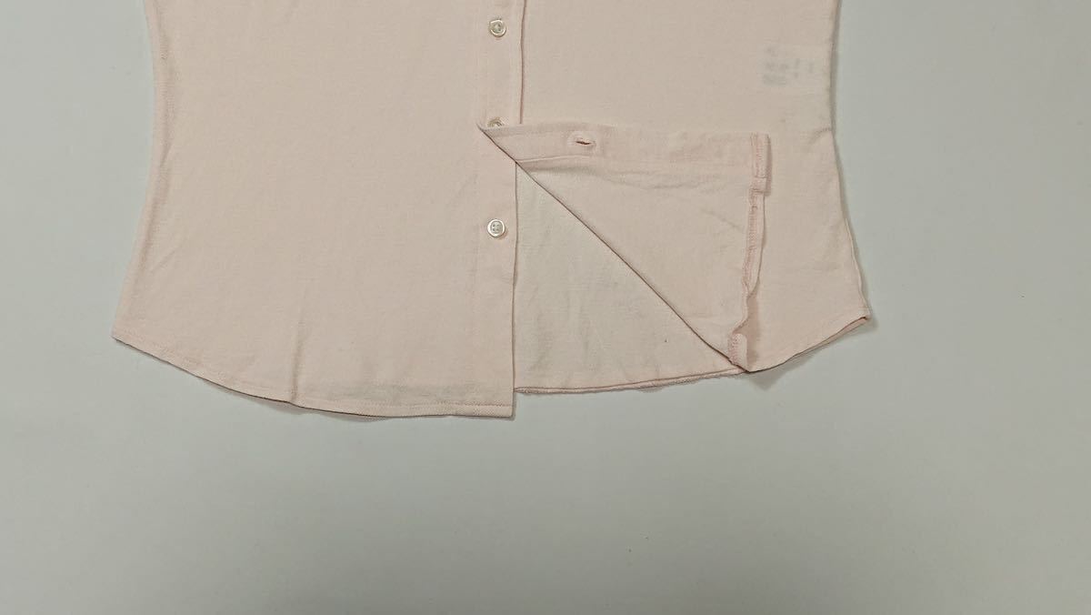 ( lady's ) RALPH LAUREN Ralph Lauren // short sleeves Mark embroidery cotton button down shirt ( salmon pink series ) size M ( made in Japan )