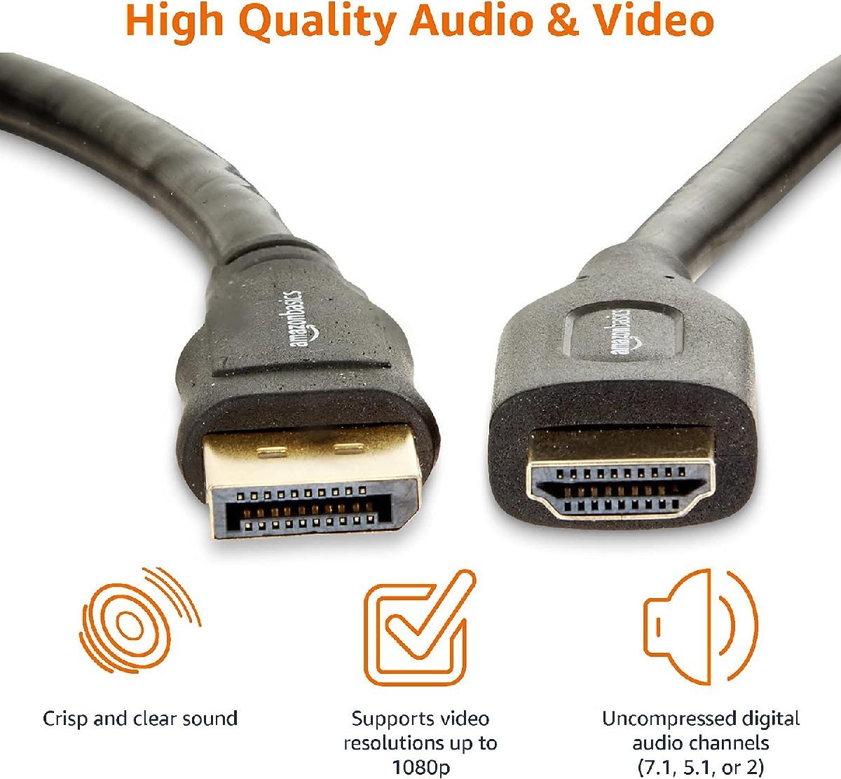 0823-3 アウトレット品 Amazonベーシック DisplayPort to HDMI A/Mケーブル 7.6m ハイスピード ブラック_画像4