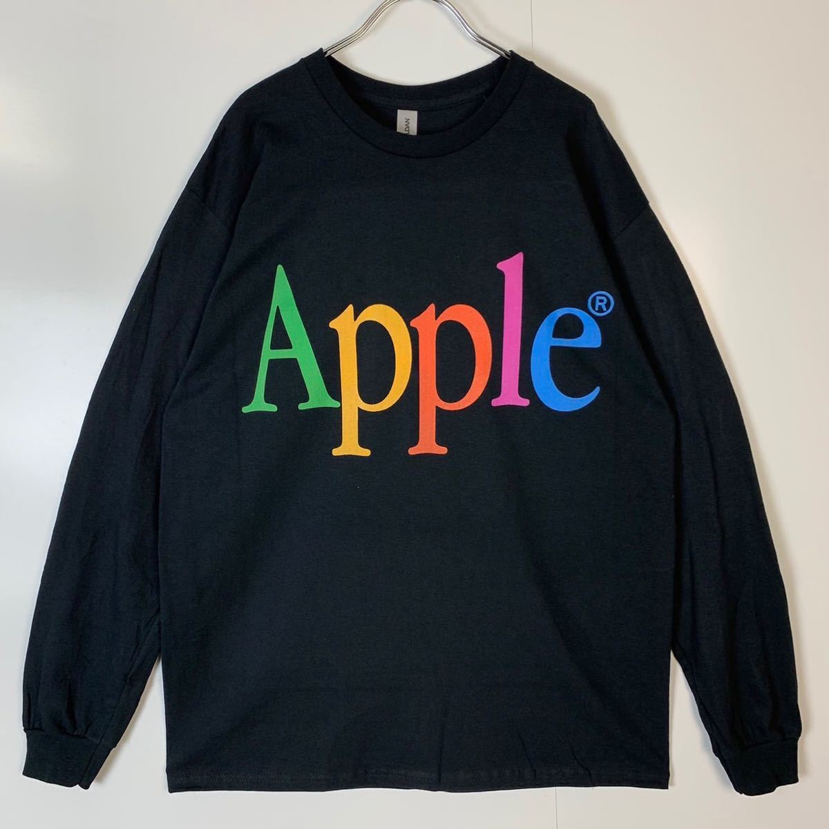 最前線の 企業 90s 黒 大判 ロンTシャツ APPLE Mac アップル 古着卸