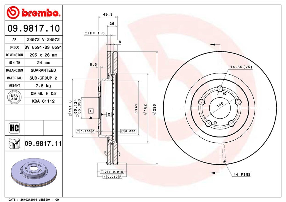 brembo ブレンボ ブレーキローター フロント用 アベンシスワゴン AZT250W AZT251W AZT255W H15.7～H23.9_画像3