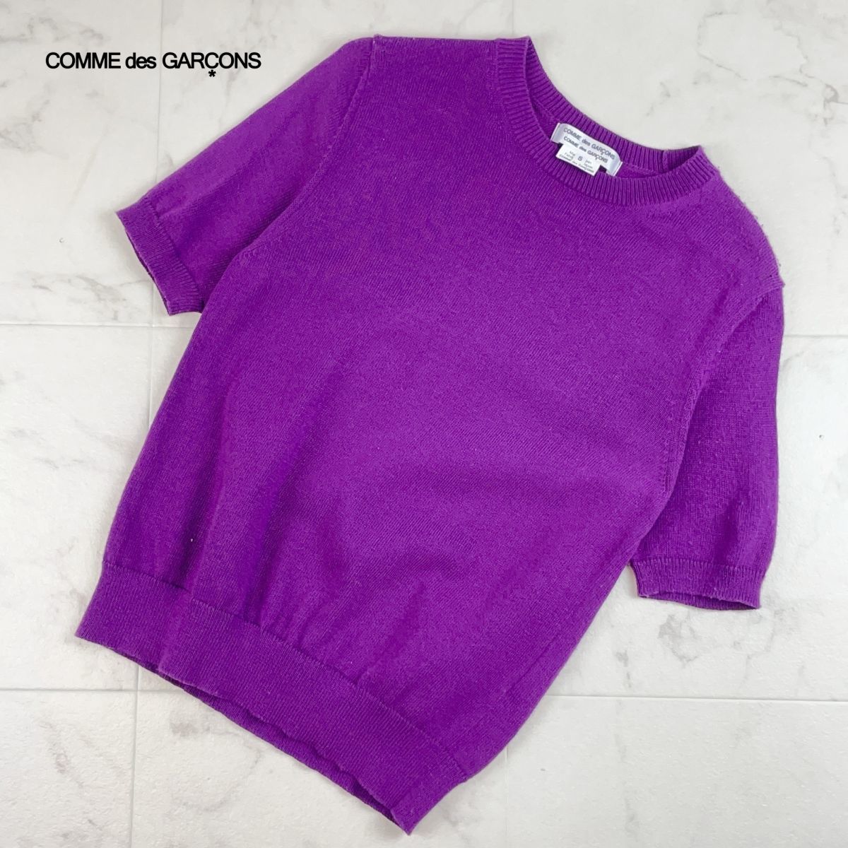 COMME des GARCONS コムデギャルソン ラウンドネック半袖ニットトップス レディース 紫 パープル サイズS*GC1060