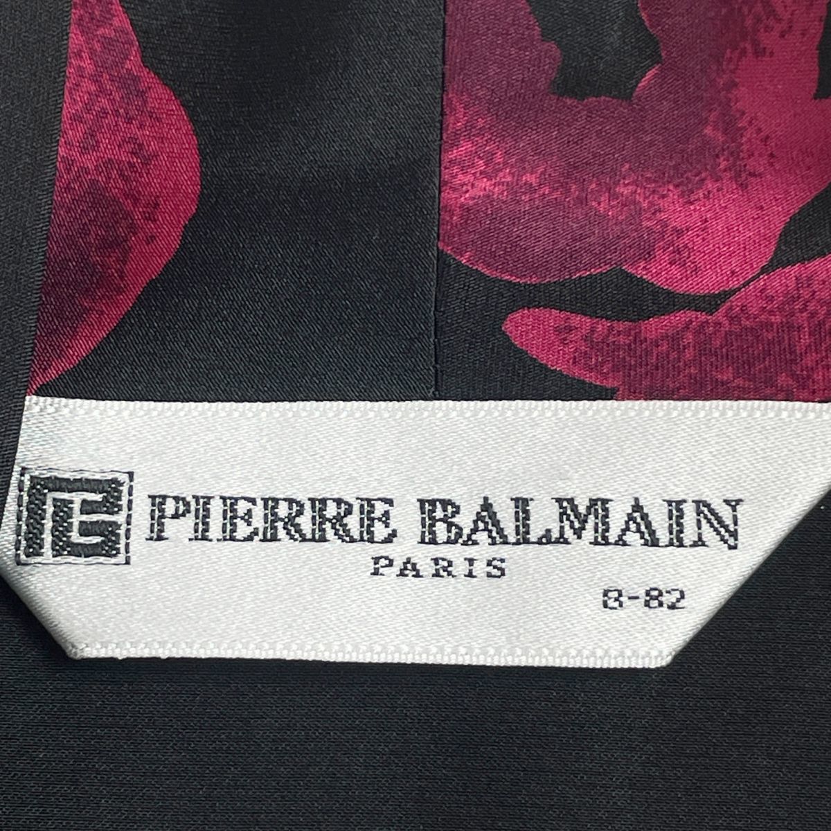 美品 PIERRE BALMAIN ピエールバルマン 花柄カシュクールボタンブラウス トップス レディース 黒 ブラック 赤 レッド サイズB-82*GC1073_画像5