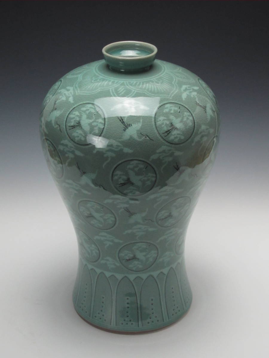 安価 ワタナベ 朝鮮高麗時代 虎紋青磁瓶 高麗