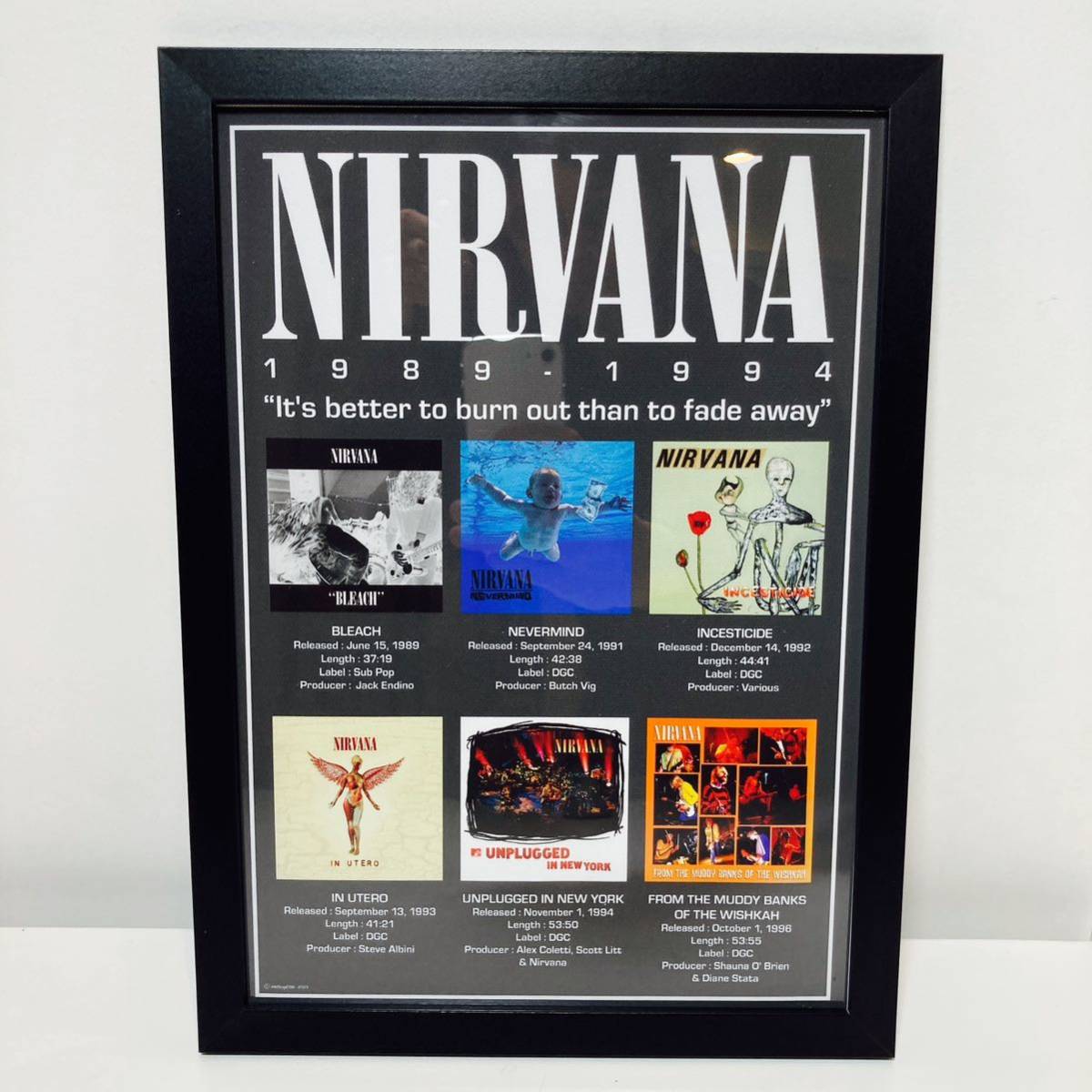 【黒額付きポスター】ニルヴァーナ Nirvana ディスコグラフィー（新品）_画像2
