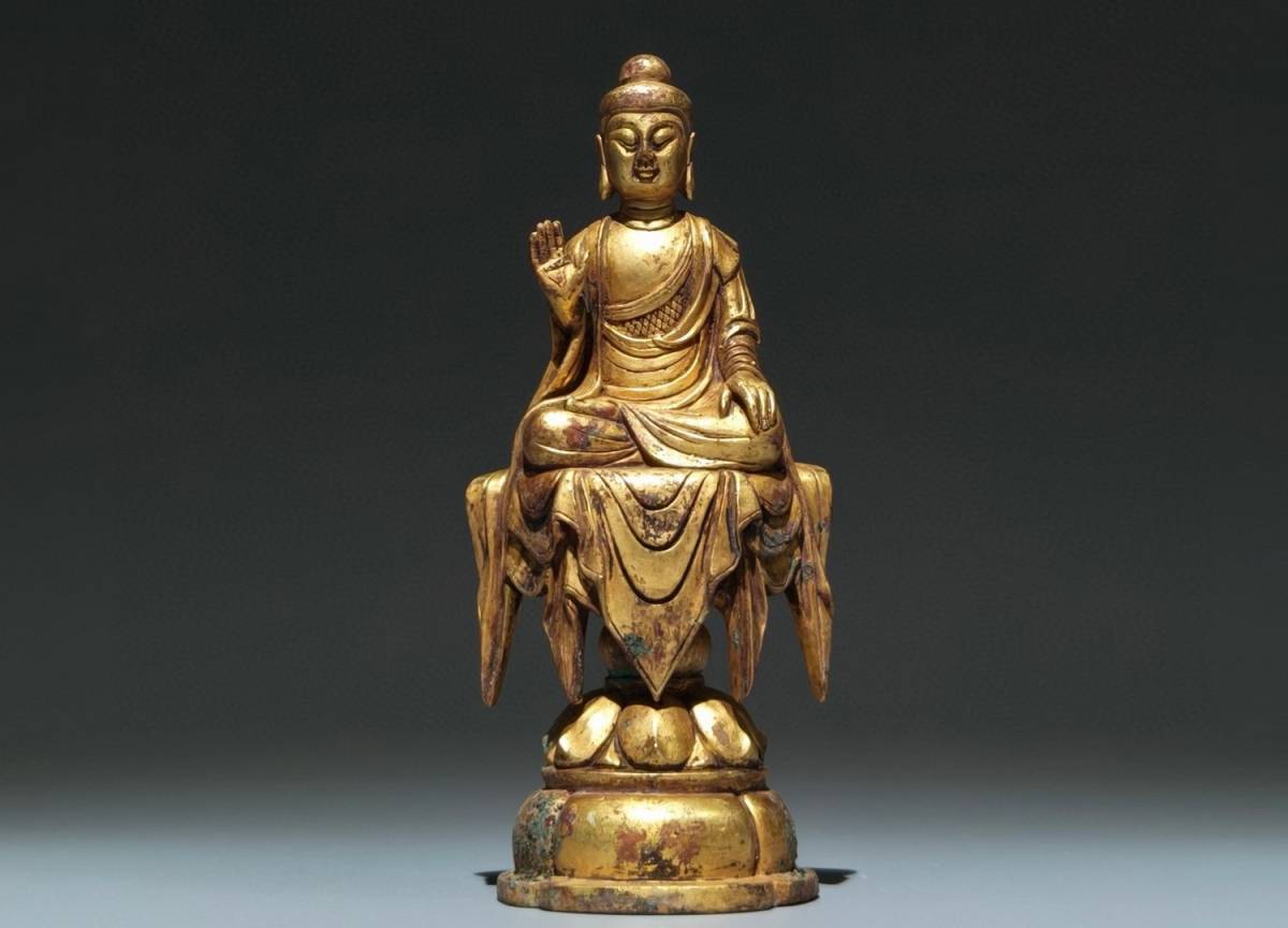◆明神◆極上珍品・中国・時代物・青銅器・唐佛座像・礼器・非常に良い状態・中国古美術・古賞物・古董品