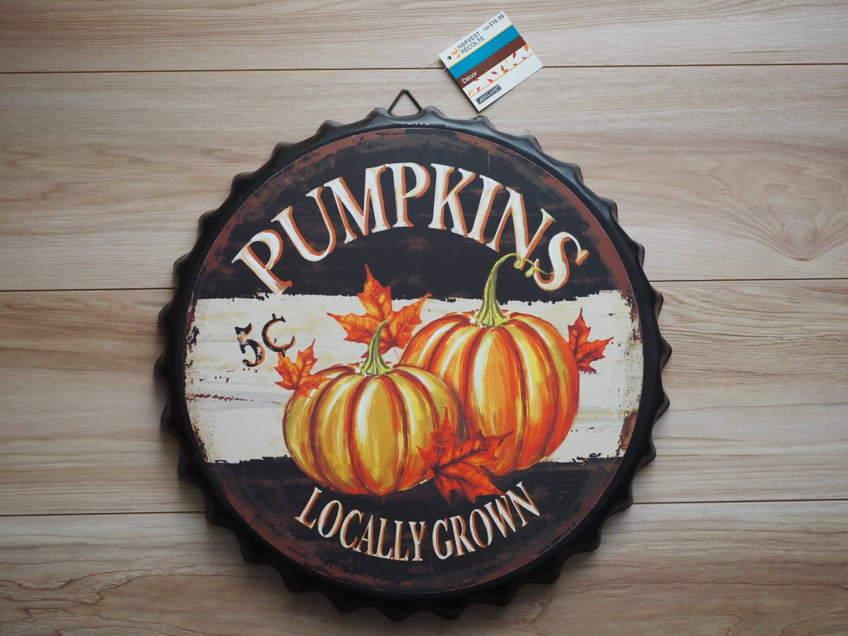 【ASHLANDS】未使用 王冠型 壁掛け/ドア ウォールデコレーション カボチャ かぼちゃ 看板 サイン PUMPKINS パンプキン