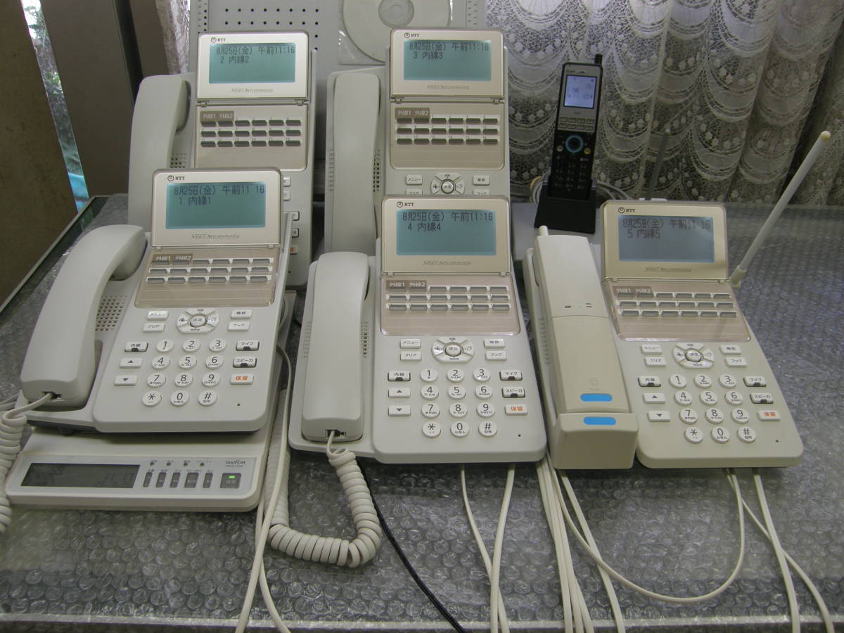 S428　αB1-AME 工事済　通話録音・標準４台、カール/ディジタルコードレス・FAX/ドアホン/セキュリティ基板のスター配線６台美品セット。のサムネイル