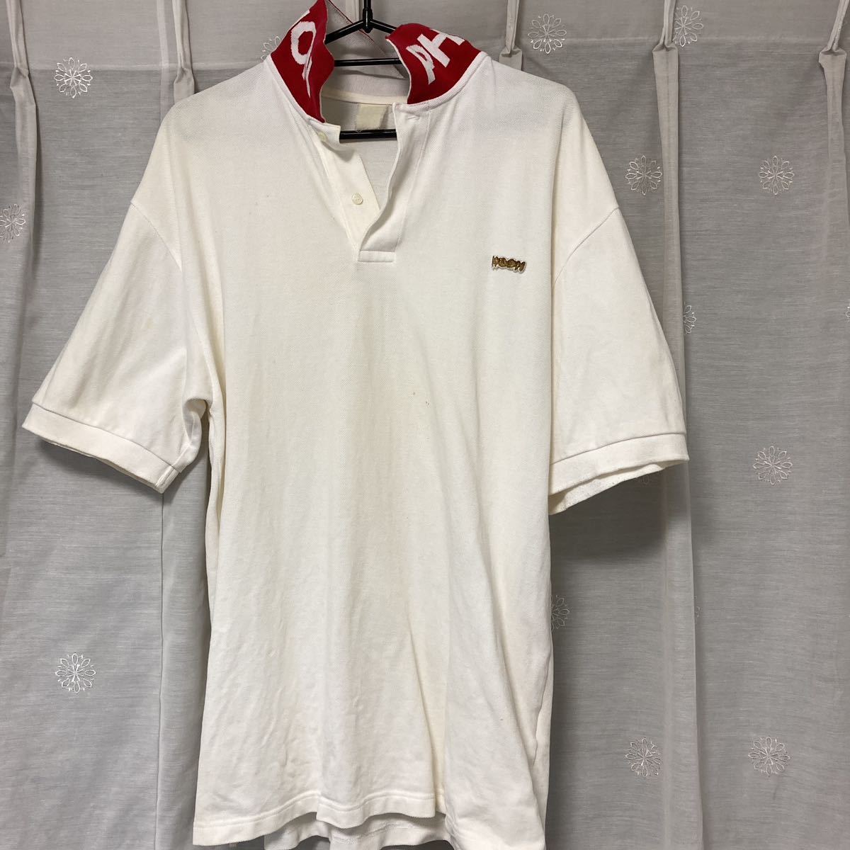 phenomenon フェノメノン レペゼン ポロ　represent polo 半袖 シャツ ポロシャツ 白 立襟 バックプリントロゴ サイズL