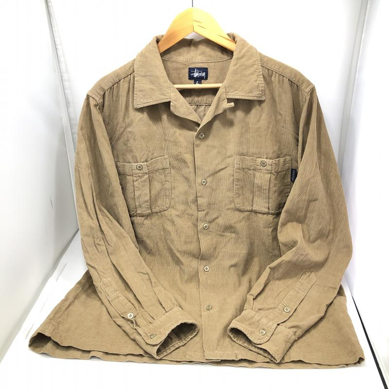中古】STUSSY 紺タグ 90s USA製 コーデュロイシャツ ベージュ サイズL