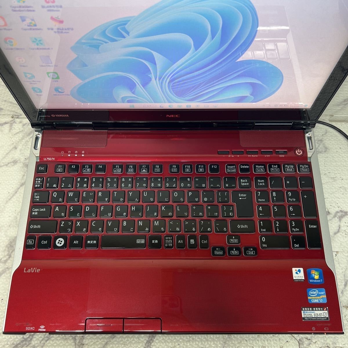 MY8-312 激安 OS Windows11Pro ノートPC NEC LaVie LL750/H Core i7 3610QM メモリ4GB HDD320GB カメラ Office 中古_画像4