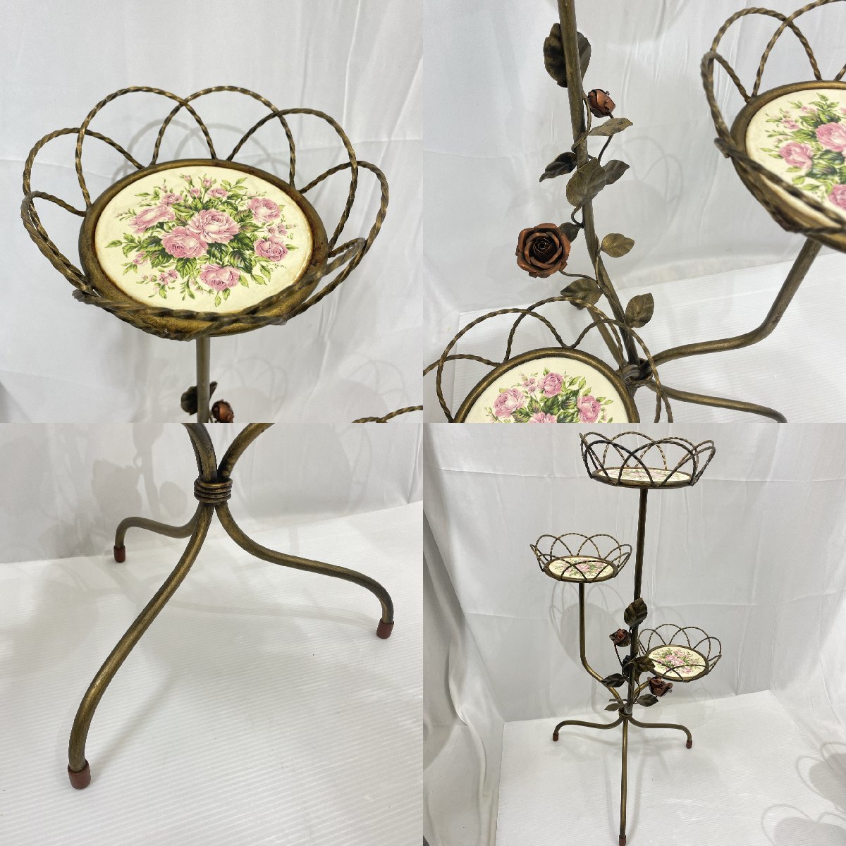  price decline gardening stand for flower vase iron rose 2 pcs. set flower stand antique Gold [ road comfort Sapporo ]