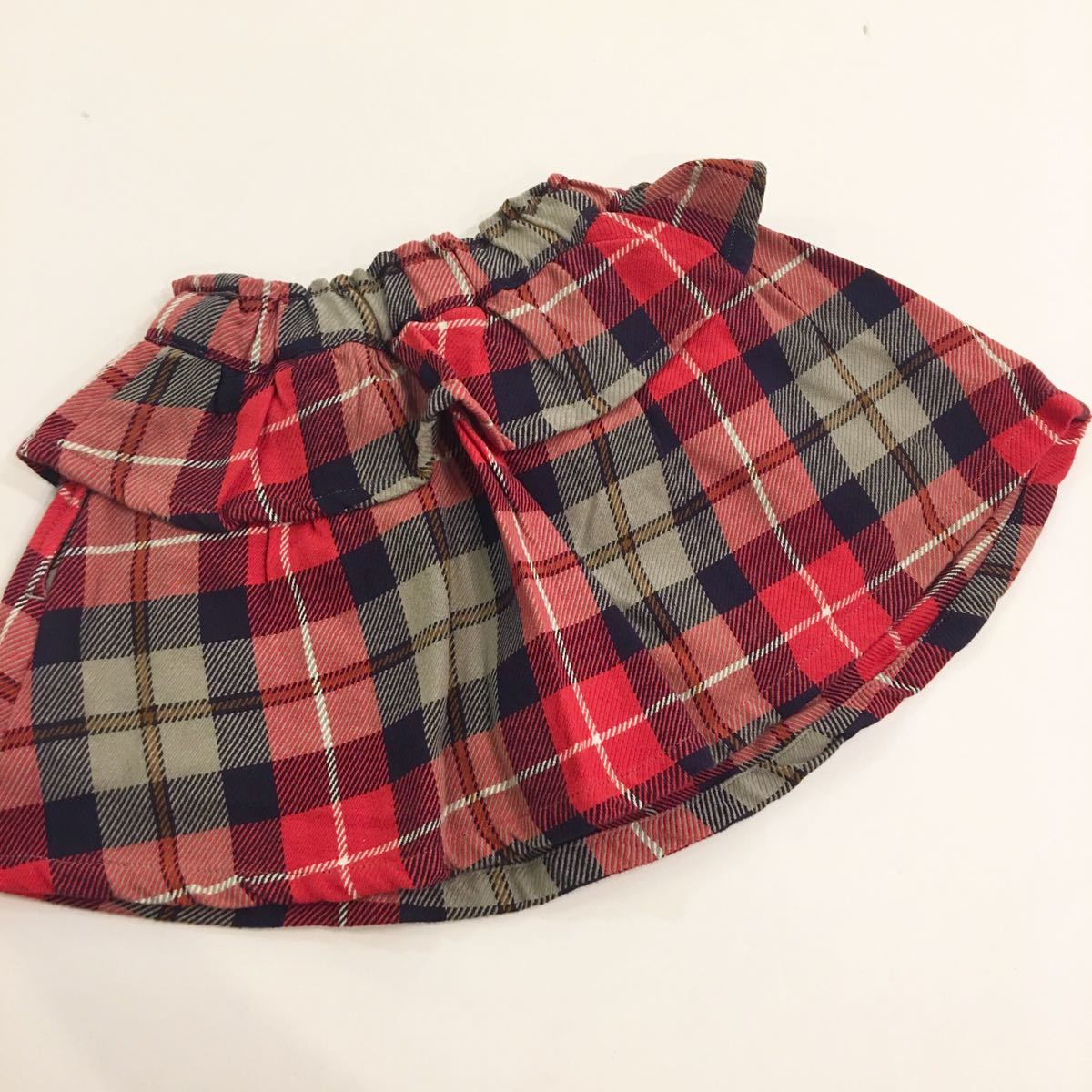 [ новый товар не использовался ]Seraphse черновой шорты есть юбка проверка красный цвет красный Kids 90cm оборка мини-юбка внутренний брюки 