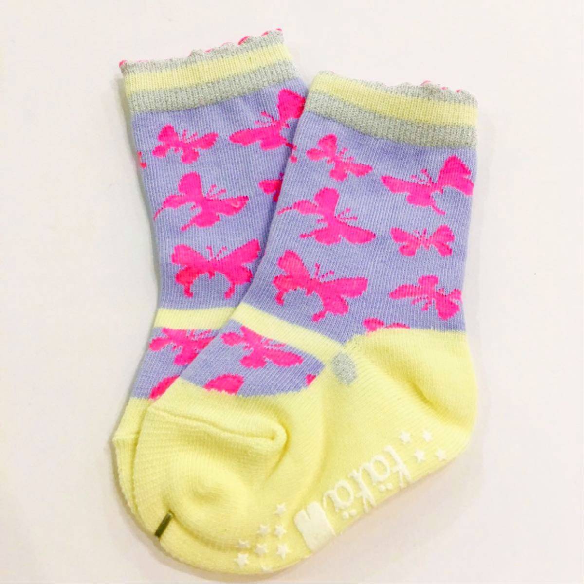 [ new goods unused ]① fafafefe socks socks lavender purple butterfly . butterfly american .. lovely baby S size 9cm~10cm