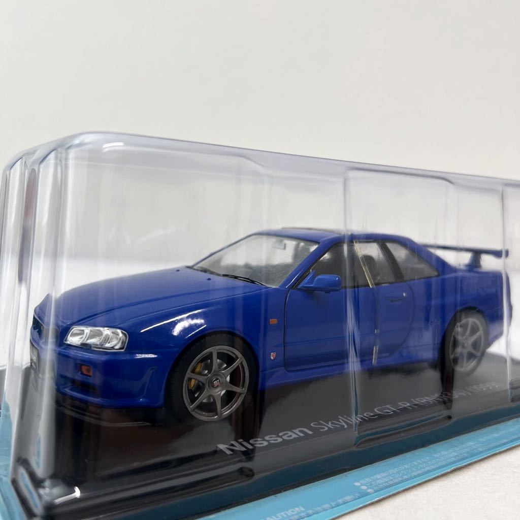 アシェット 国産名車コレクション 1/24 #53 日産 スカイライン GT-R BNR34 1999年 Nissan SKYLINE R34 完成品 ミニカー ブルー モデルカーの画像1