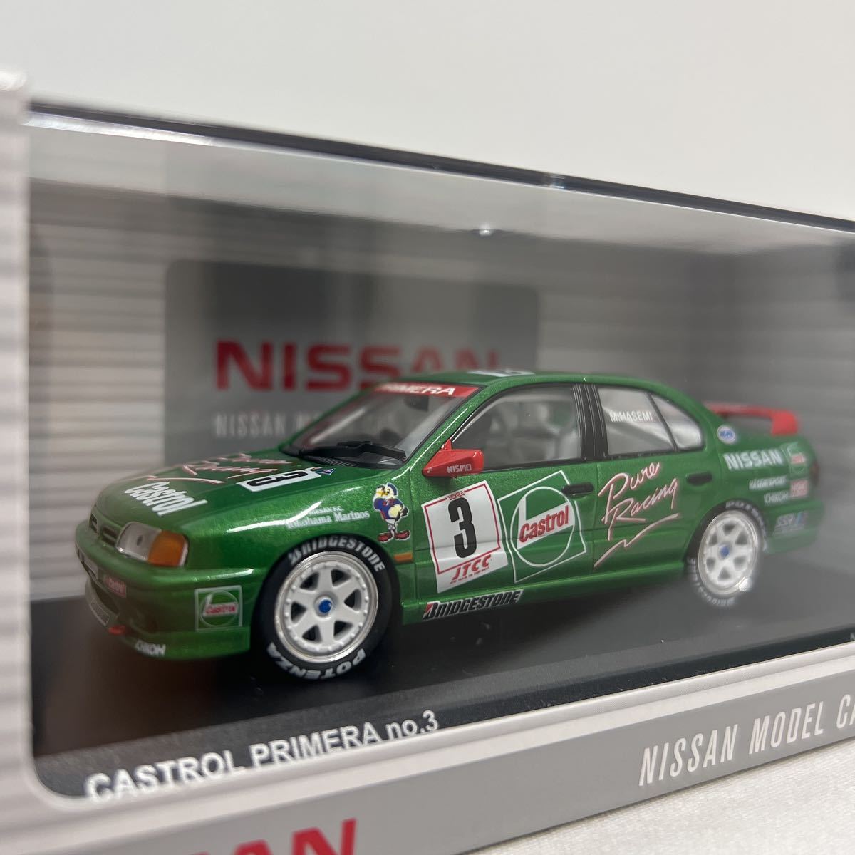 日産ディーラー特注 京商 1/43 NISSAN Castrol PRIMERA #3 長谷見昌弘 1994年 Marinos JTCC プリメーラ 横浜マリノス ミニカー HP10_画像3