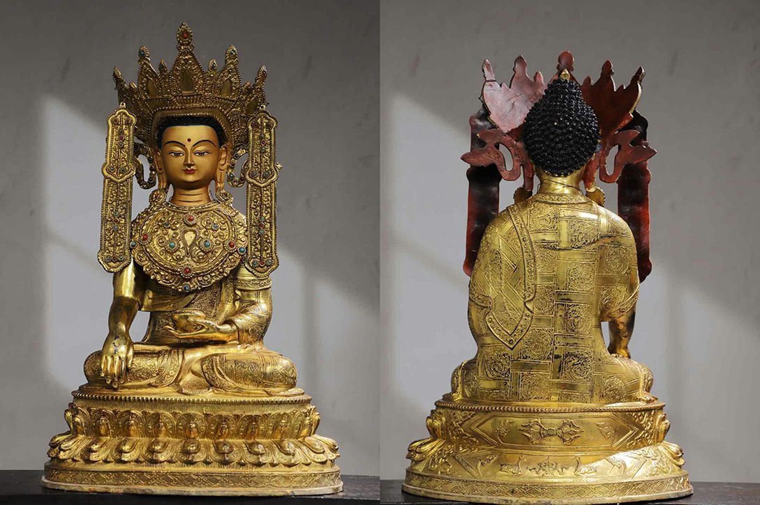大注目】 【錦間】蔵出し品 R492清時代 仏教古美術 チベット密教 銅塗