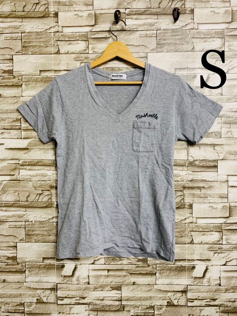 S UNITEDARROWS ユナイテッドアローズ グレー Ｖネック ポケットTシャツ メンズ 半袖Tシャツ 半袖 Tシャツ トップス カットソー_画像1