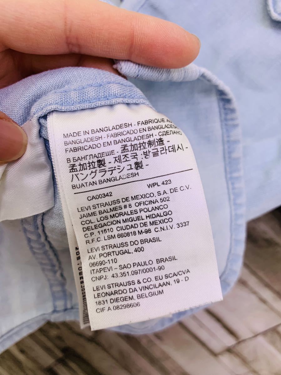 S Levi's リーバイス デニムシャツ 半袖 半袖シャツ ウェスタンシャツ ライト ライトブルー クラシック 水色 コットン トップス アウター_画像8