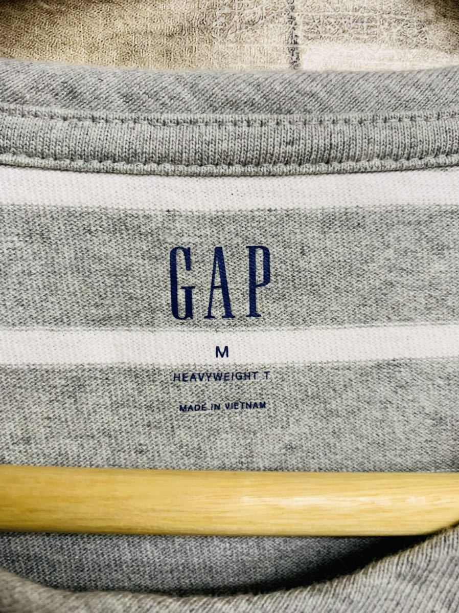 M GAP ギャップ グレー ボーダー コットン メンズ 半袖Tシャツ 半袖 Tシャツ トップス カットソー ボーダーTシャツ メンズ_画像3