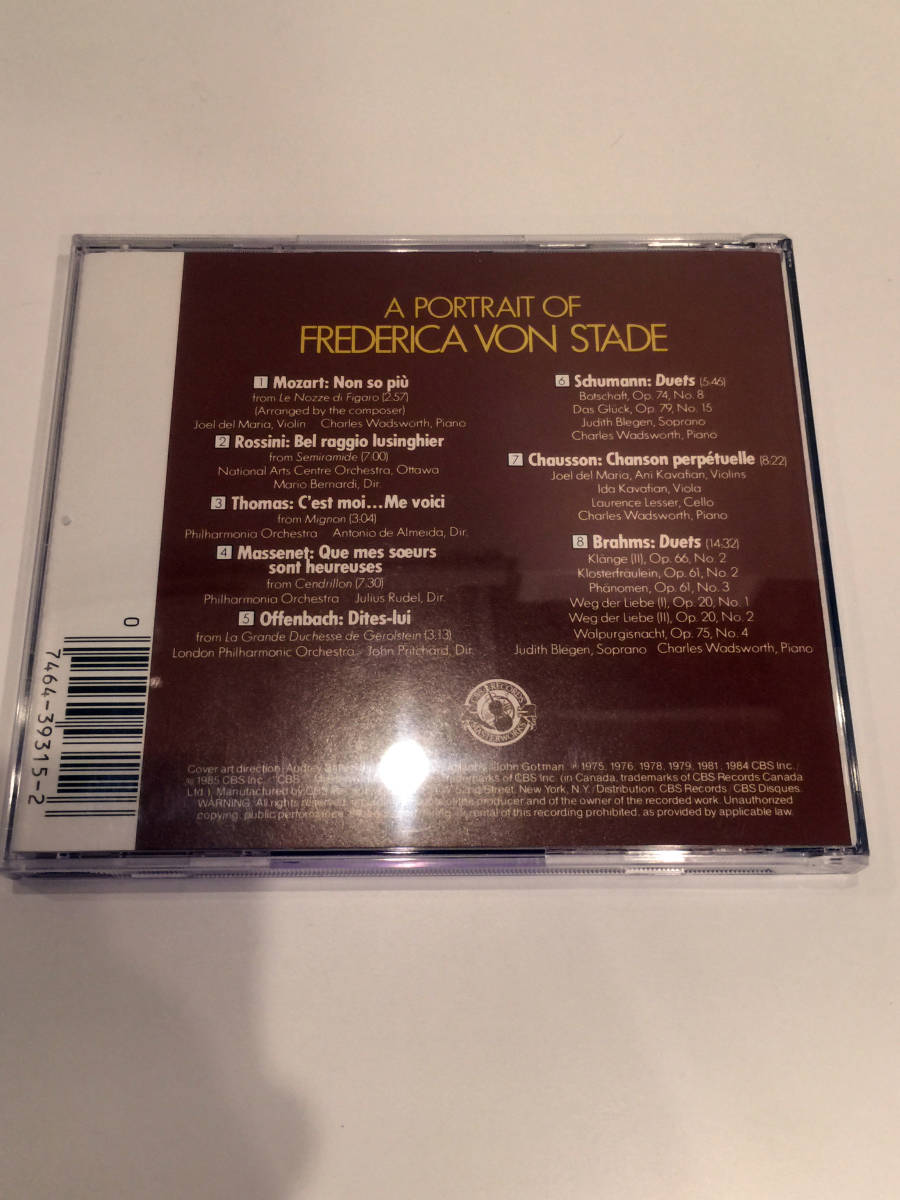 即決 CD A PORTRAIT OF Frederica von Stade ポートレート・オブ・フレデリカ・フォン・シュターデ モーツァルト ロッシーニ マスネー _画像3