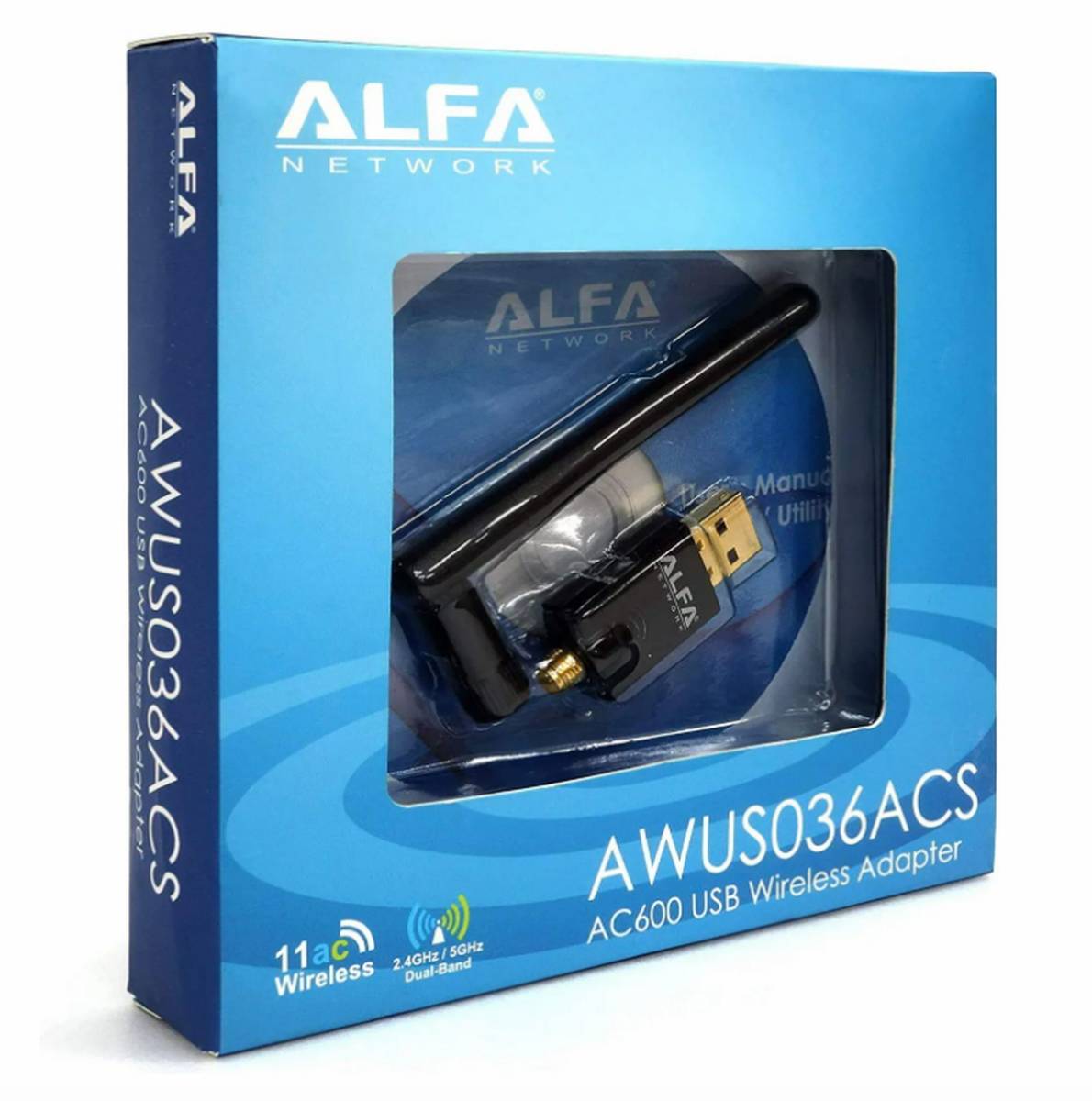【即決 送料無料　匿名配送】ALFA NETWORK ALFA AWUS036ACS 小型ハイパワーa/b/g/n/ac無線LAN USBアダプターWindowds Mac Kali Linux 対応 _画像2