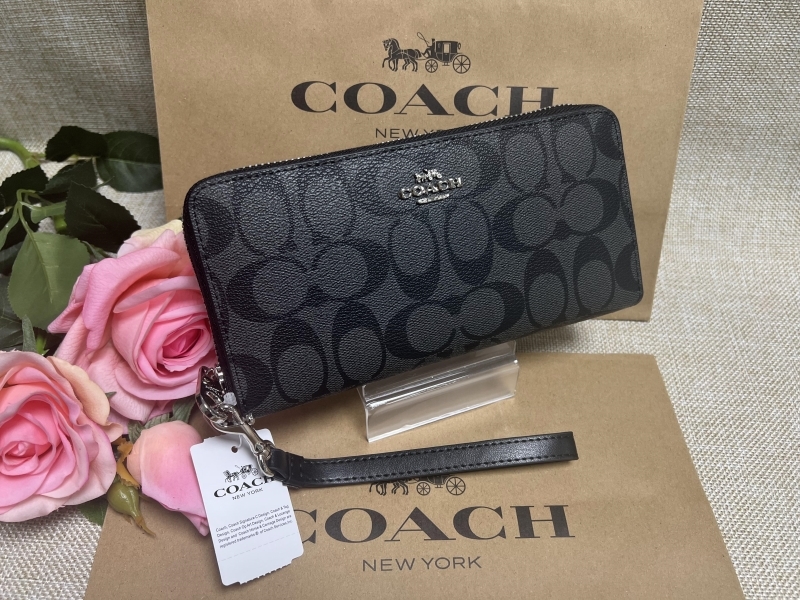 コーチ COACH 長財布 財布 シグネチャー 財布 アコーディオン ラウンド