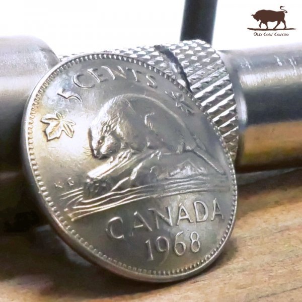 ◆コンチョ ネジ式　カナダ　5セント　ビーバー　燻しなし　20.5mm　コイン　ボタン　パーツ_画像3