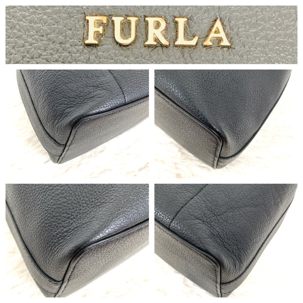 美品 フルラ FURLA コスタンザ 巾着 ショルダーバッグ 2way ブラック