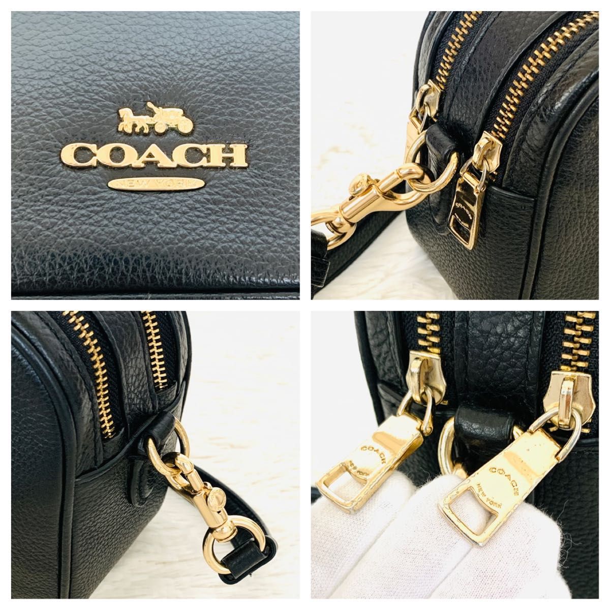 超美品 COACH コーチ カメラバッグ クロスボディ ポシェット ダブル