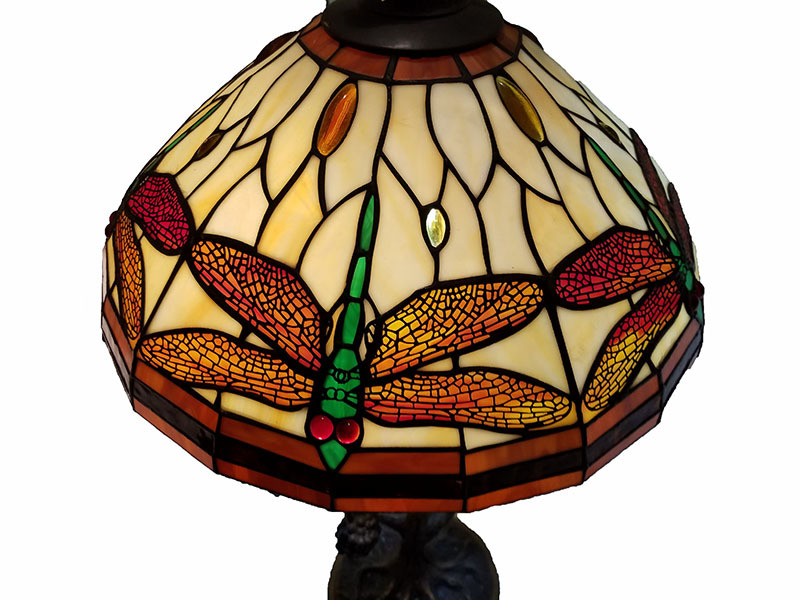 ■ステンドグラス ランプ[ トンボ柄 ] テーブル フロアスタンド 照明■ h103cm 小鳥 のっぽな 照明 №3581■_画像3