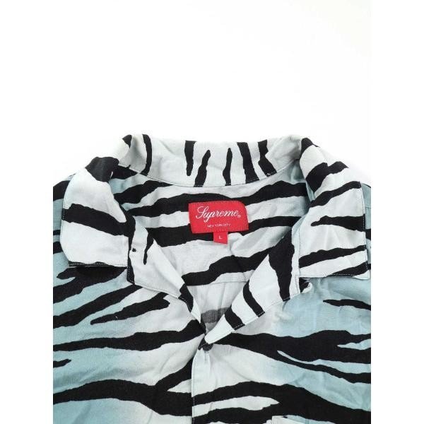 Supreme シュプリーム 18SS Tiger Stripe Rayon Shirt レーヨンシャツ ブルー系 サイズ:L メンズ ITTKYZHITAUX_画像3