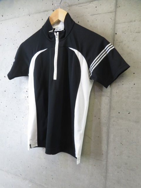 【送料300円可】9121m7◆良品◆吸汗速乾◆adidas golf アディダスゴルフ ハーフジッパー 半袖ドライポロシャツ M/ゴルフシャツ/ジャケット_画像2