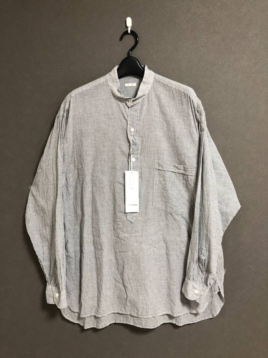 新品 COMOLI 23ss khadi cotton pullover shirt カディー バンドカラー チェック プルオーバー シャツ X01-02012 コモリ 3_画像3