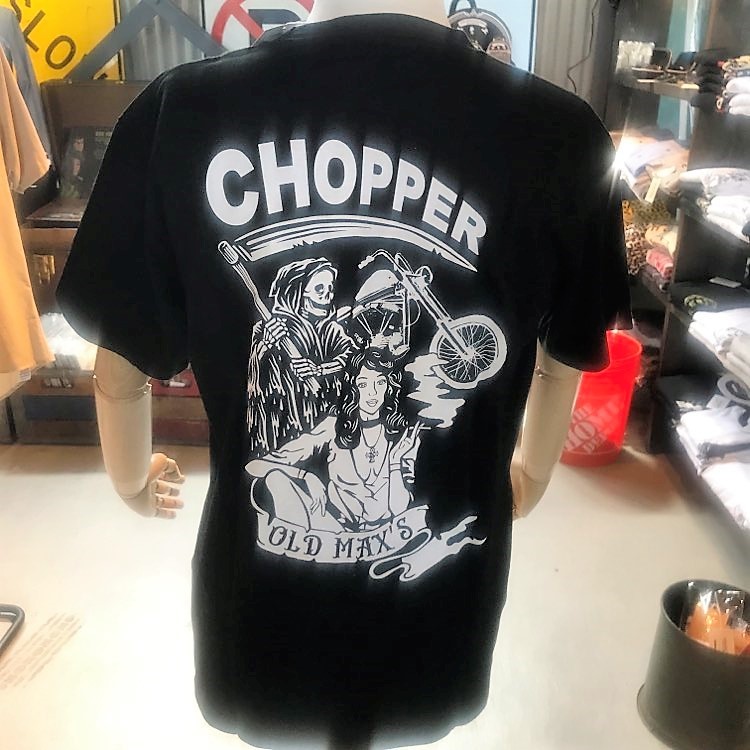 【新作】OLD MAX'S Tシャツ GHOST CHOPPER BLACK バイカー ハーレーダビッドソン チョッパーの画像1