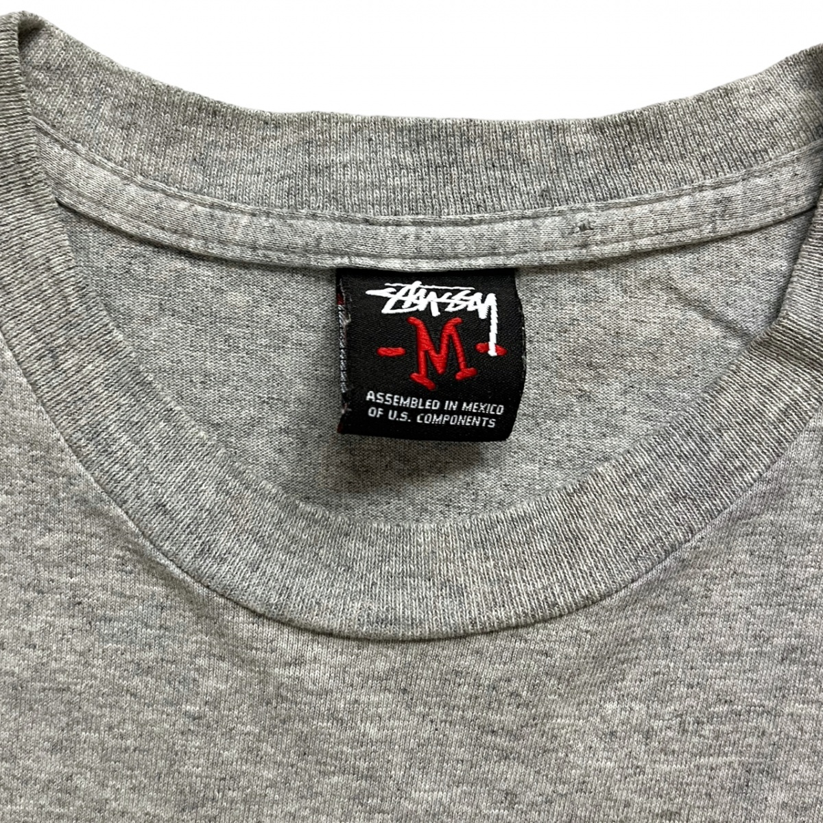 00s メキシコ製 STUSSY ステューシー 半袖 プリント ショーンフォント ロゴ Tシャツ S/S コットン トップス カットソー M グレー グリーン_画像4