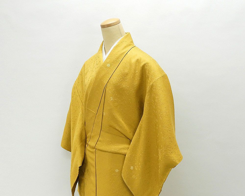 色無地未着用美品正絹加賀友禅柿本市郎身丈157.5cm 裄丈63.5cm 色無地