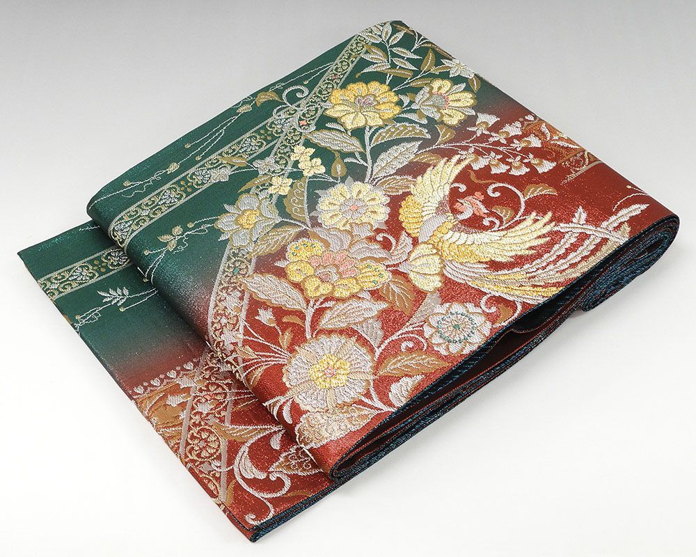 人気ブランドの新作 振袖 袋帯 尾長鳥唐花模様 正絹 袋帯 美品 g0365