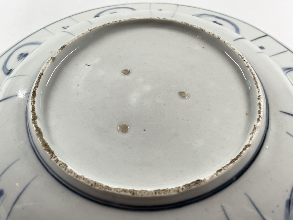 古染付 芙蓉手 皿 直径約21.5cm 飾皿_画像9