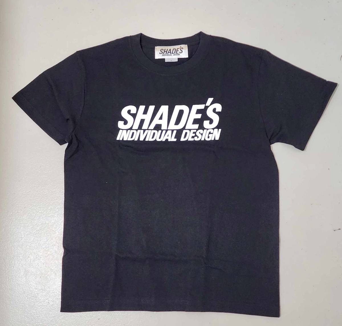 卸売 SHADE'Sシェイズ/前後白ラメプリント/黒Tシャツ/デッドストック