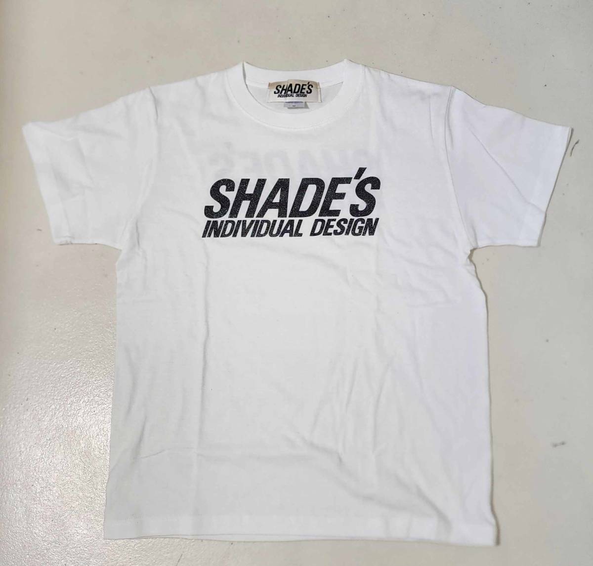 SHADE'Sシェイズ/前後黒ラメプリント/白Tシャツ/デッドストック/XL
