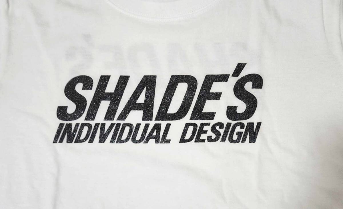 SHADE'Sシェイズ/前後黒ラメプリント/白Tシャツ/デッドストック/XLの画像2
