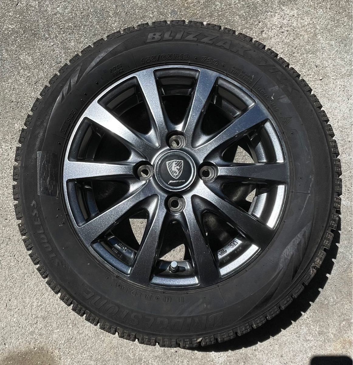 ★中古★タイヤホイールセット 13インチ 2本セット スタッドレスタイヤ BLIZZAK ブリザック 155/65R13 13×4.00B 4穴 PCD100_画像5