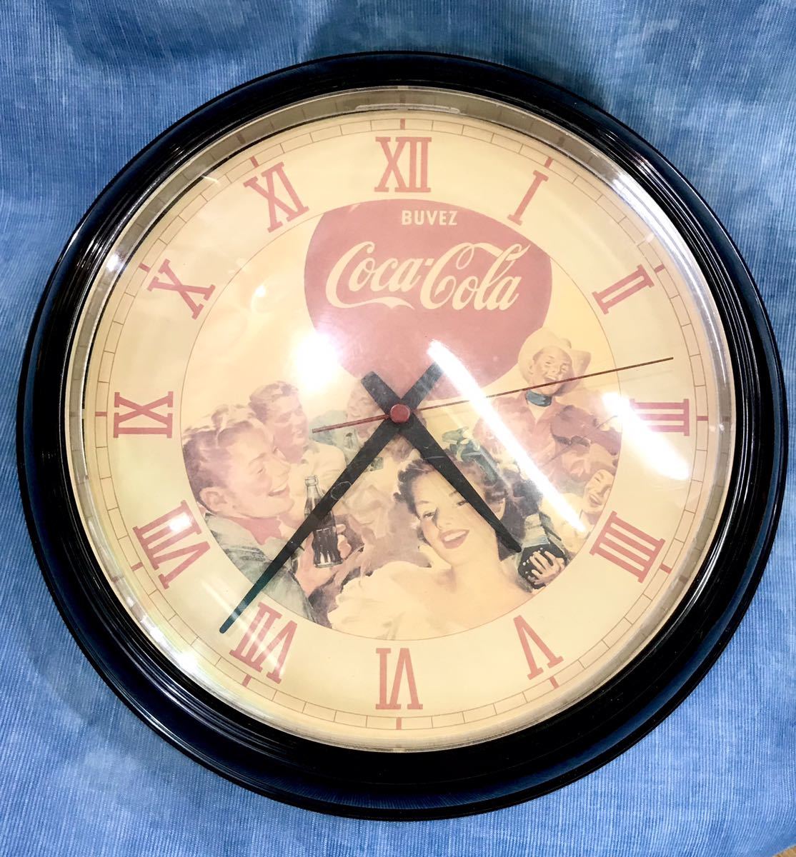 動作品 レトロ 時計 コカ・コーラ Coca Cola【新品ムーブメントへ交換修理品】単三電池 壁掛け時計 幅約39cm_画像1