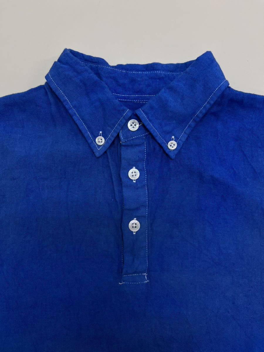 6色展開 フレンチリネン ボタンダウン プルオーバーシャツ ブルーの画像3
