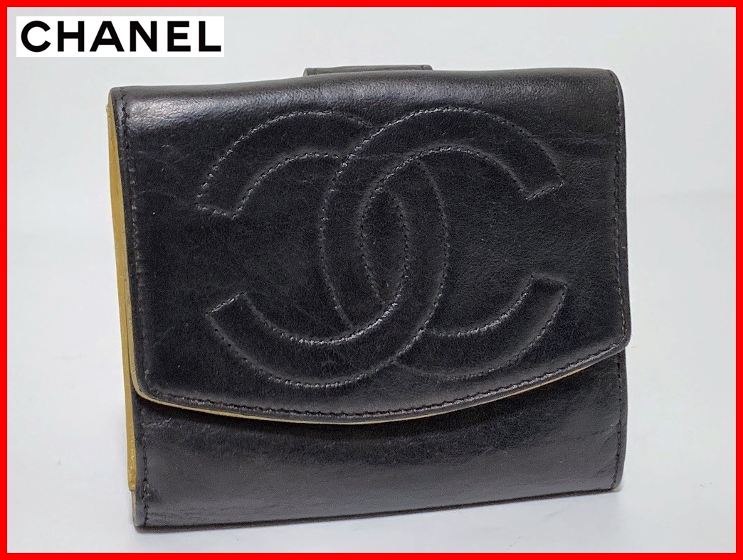 高級素材使用ブランド 財布 二つ折り シャネル CHANEL 即決 ココマーク
