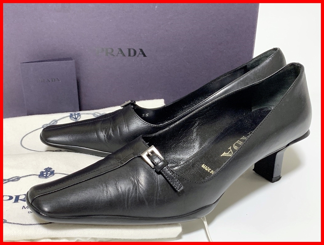 買得 黒 パンプス 35≒22cm プラダ PRADA 即決 ブラック jtu