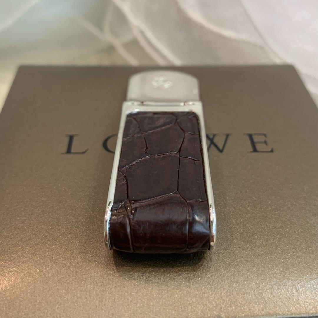 美品 LOEWE ロエベ マネークリップ クロコ ブラウンxシルバー 美品 LOEWE ロエベ マネークリップ クロコ ブラウンxシルバー