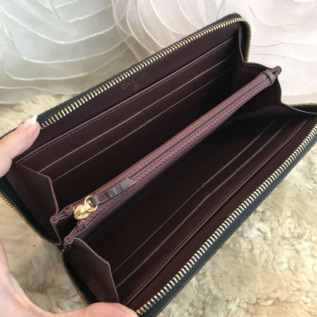 未使用品 CHANEL キャビアスキン ラウンドファスナー長財布 ココマーク